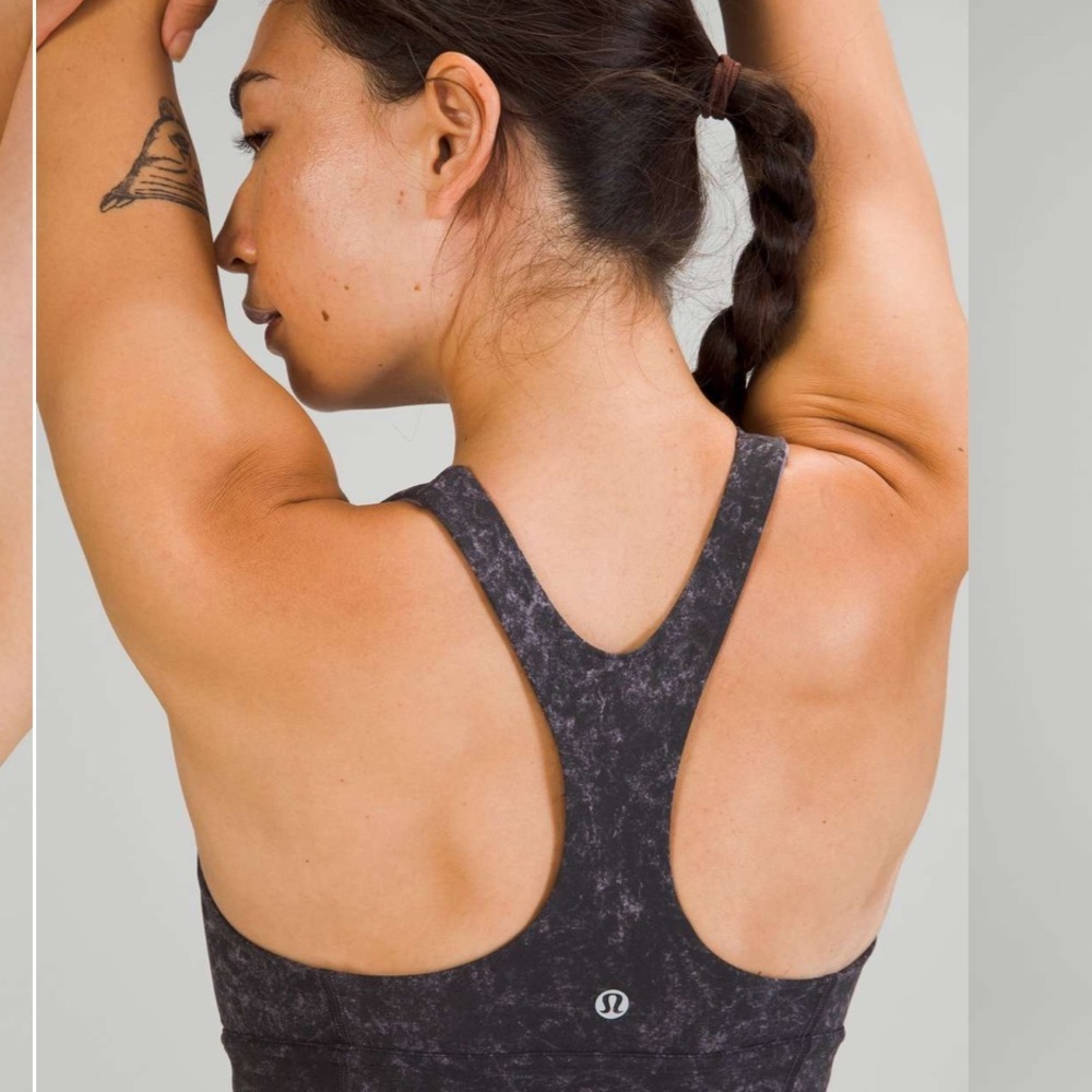 Lululemon Wunder Train Longline Bra Denim Wash Print Dusky Lavender Black - Picture 7 of 7